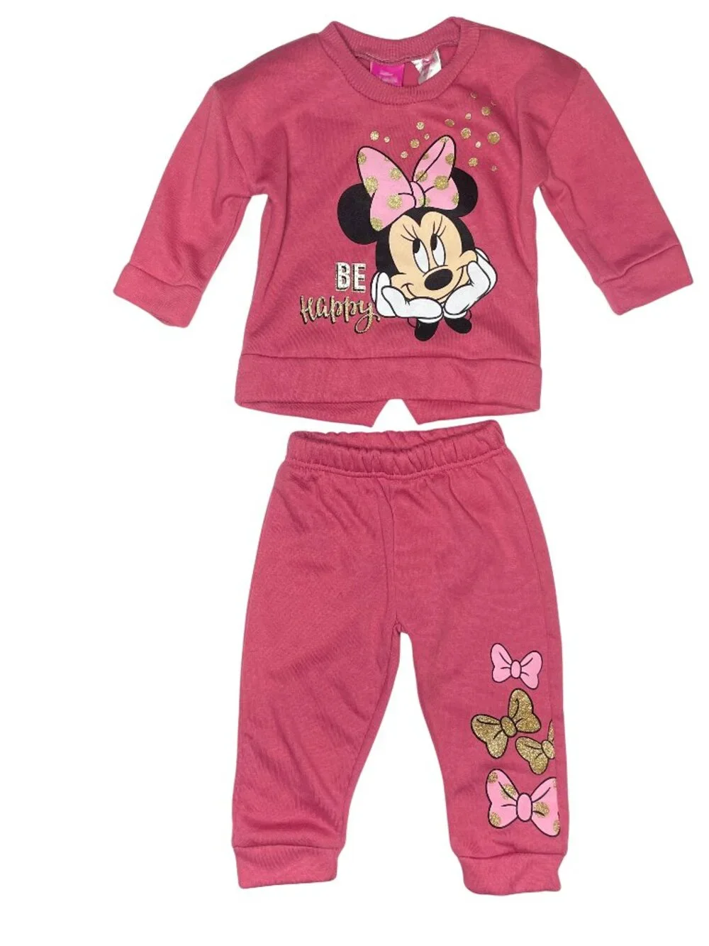 Disney Minnie Mouse Kidcore Pink Fleece Sweatshirt Pant Set 18M